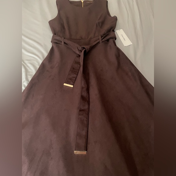 Brand New Calvin Klein Women's Slvless Chocolate Suede Aline Dress - Picture 10 of 15